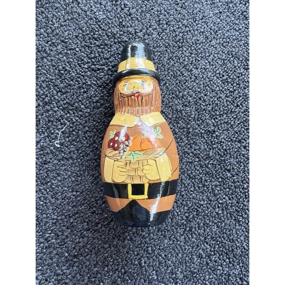 Thanksgiving Theme Nesting Dolls Set of 3 Pilgrim‎ Boy Girl